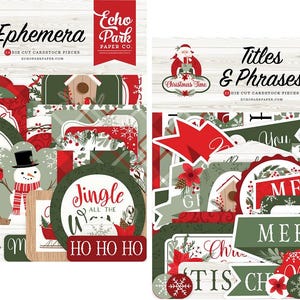 Echo Park - Christmas Time (2 packs) Ephemera Die Cuts + Titles & Phrases 66 pieces Scrapbook Cards Journal