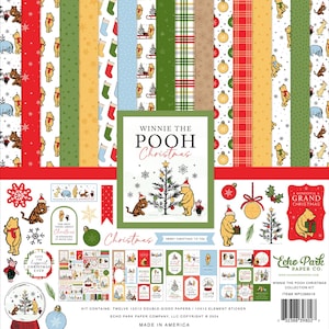 Echo Park - Winnie The Pooh Christmas 12x12 Collection Kit Scrapbook Papers + Stickers