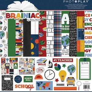 PhotoPlay Paper - Brainiac - 12x12 Collection Pack Scrapbook Kit Papers + Stickers School