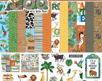 PhotoPlay Paper - A Day At The Zoo - 12x12 Collection Pack Scrapbook Kit Papers + Stickers
