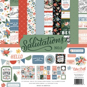 Echo Park - Salutations No. 2 - 12x12 Collection Kit Scrapbook Papers + Stickers Thank you CardMaking
