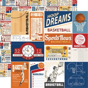 Carta Bella - Slam Dunk - 12x12 Collection Kit Basketball Scrapbook Papers + Stickers Team Sports image 6