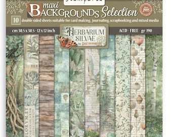 Stamperia Gardens Of Time Bakgrunder - 12x12 Pappersblock 10 Dubbelsidiga Ark Kugghjul Scrapbook SBBL186