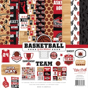 Echo Park - Basketball - 12x12 Collection Kit Game Sports Team Home Family Scrapbook Planner Photo Collage Tags