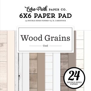 Echo Park - Wood Grains COOL 6x6 Paper Pad 24 Double-sided Sheets Journal Scrapbook