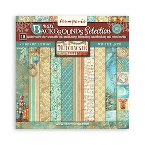 Stamperia The Nutcracker Backgrounds - 12x12 Paper Pad 10 Double Sided Sheets Christmas Cardstock Scrapbook SBBL159