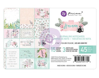 Prima - Havana - 4x6 Journaling Notecards 45 Sheets Tags Cards Mixed Media Journal Planner Album