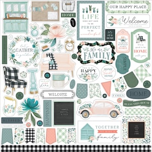 Gather At Home 12x12 Element Sticker Sheet - Carta Bella Family Love Scrapbook Cardmaking