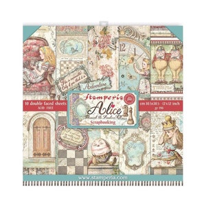 Stamperia - Alice Through The Looking Glass - 12x12 Paper Pad 10 Double Sided Sheets Scrapbook Mixed Media SBBL93