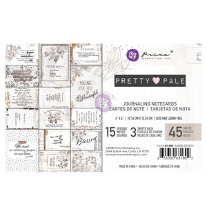 Prima - Pretty Pale - 4x6 Journaling Notecards 45 Sheets Tags Cards Mixed Media Journal Planner Album