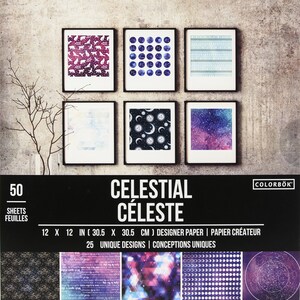 Celestial - 12x12 Paper Pad - Colorbok - Single sided 50 Sheets 25 Designs Mixed Media