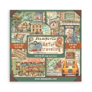 Stamperia - Art Of Travelling - 22 Single Faced Sheets 8x8 Paper Pad Cardstock Scrapbook Mixed Media SBBSXB07