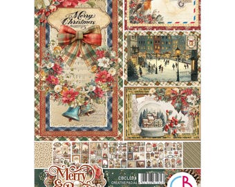 Ciao Bella - Merry & Bright - Blocco creativo A4, 9 pezzi/confezione, biglietti, etichette e cartellini natalizi CBCL098