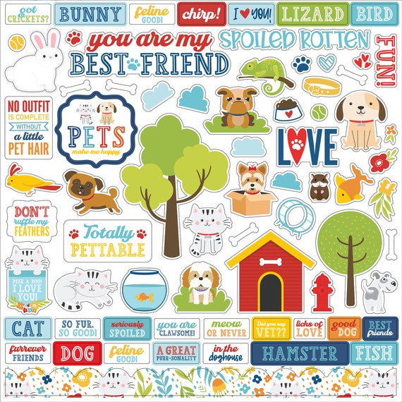 Libro De Pegatinas De Mascotas – Set Aesthetic Con Diseños De Gatos Y Perros Para Scrapbooking, Manualidades Y Regalos Creativos