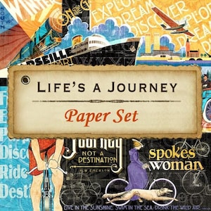 8 Sheets Graphic 45 "Life's A Journey" 12x12 Paper Collection Set 8 Designs Mixed Media Scrapbook
