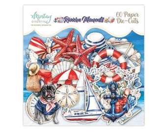 Riviera Moments Paper Die cuts - Mintay Papers - 60 pieces Ephemera Scrapbook Card Making Planner journal