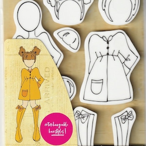 Julie Nutting Doll Stamps "Gracie" Cling Rubber 8 pieces MIXED MEDIA Planner Card Tags Prima Marketing 913571