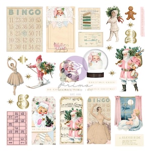 Prima - Christmas Market "Joyful" Ephemera 58 Die Cut Pieces with Foil Frank Garcia #980795