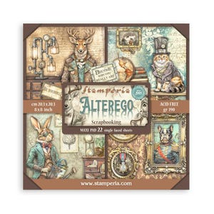 Stamperia - Alterego - 8x8 Paper Pad 22 Single Face Sheets Christmas Cardstock Scrapbook Mixed Media SBBSXB06