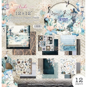 Moon Bunny Dream 12x12 Collection Paper Pack - Asuka Studio - 12 Sheets Scrapbook Journal Memory Place