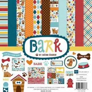 Echo Park Paper BARK 12x12 Collection Kit Dog Puppy Scrapbook Mixed Media Pocket Pages Planner