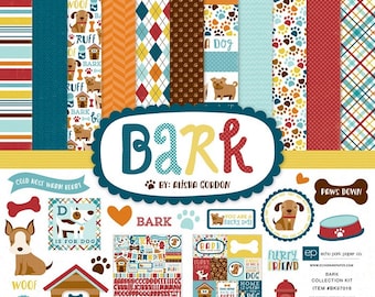 Echo Park Paper BARK 12x12 Collection Kit Dog Puppy Scrapbook Mixed Media Pocket Pages Planner