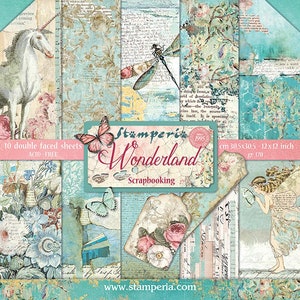 Stamperia - Wonderland - 12x12 Paper Pad 10 Double Sided Sheets Cardstock Fairy Garden Scrapbook SBBL38