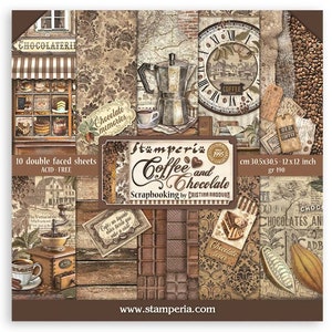 Stamperia - Coffee and Chocolate - 12x12 Paper Pad 10 Double Sided Sheets Cardstock Scrapbook SBBL144