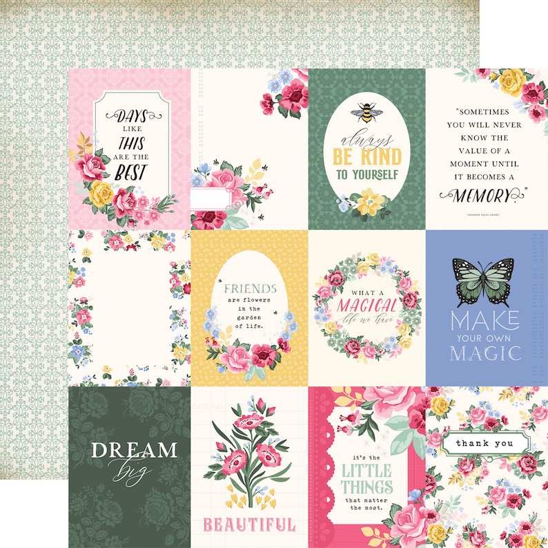 Carta Bella - Bloom 12x12 Collection Kit Spring Flowers Garden Scrapbook Papers + Stickers image 3
