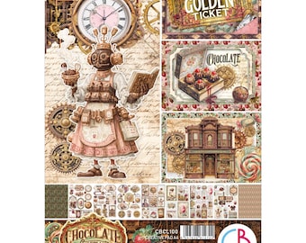 Ciao Bella - Chocolate Wanderlust - Blocco creativo A4, 9 pezzi, biglietti, etichette efemere CBCL100