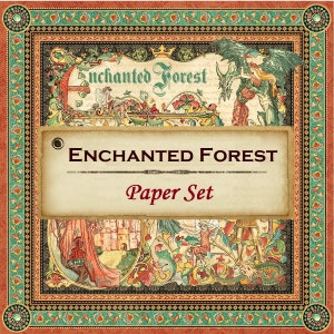 8 Sheets - Graphic 45 Enchanted Forest 12x12 Paper Collection 8 designs Fairy Tales Mixed Media Scrapbook