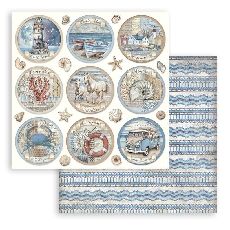 Stamperia - Silent Sea - 8x8 Pappersblock 10 Dubbelsidiga Ark Kartong Scrapbook Blandteknik SBBS125 bild 8