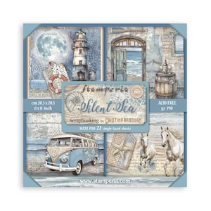 Stamperia - Silent Sea - 22 Single Faced Sheets 8x8 Paper Pad Cardstock Scrapbook Mixed Media SBBSXB12