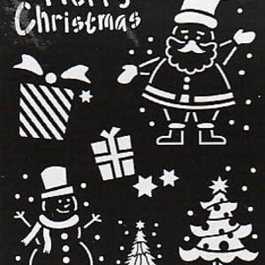 Darice Craft Stencils MERRY CHRISTMAS Motif 8.5 x 11 inches Template Mask REUSABLE Snowman Home Decor Gift Wrap Tags Wall Art