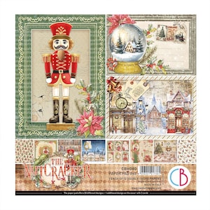 Ciao Bella - Dziadek do orzechów - bloczek papieru 8x8, 12 dwustronnych arkuszy, karton świąteczny, album do scrapbookingu, technika mieszana, CBH080