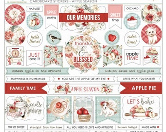 Apple Season Stickers - 12x12 Cardboard Sticker Sheet - Mintay Paper Scrapbook Journal Cardmaking