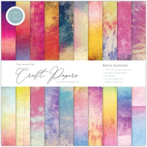 Retro Summer - 12x12 Paper Pad - Craft Consortium - Double sided 30 Sheets 20 Designs pad025