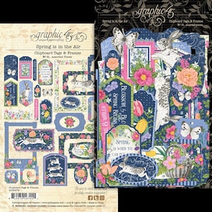 Graphic 45 - Spring Is In The Air - 31 pieces Chipboard Pieces Tags & Frames Mixed Media Scrapbook Planner