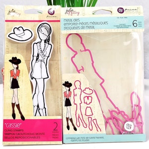 Prima Julie Nutting "Cassie" 2 Packs Doll Stamps & Dies Set 8 pieces Cowgirl Scrapbook Tags Cards Planner Mixed Media