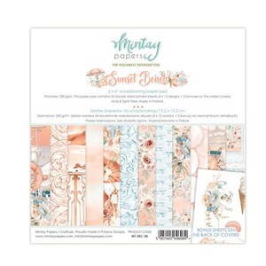 Sunset Beach - 6x6 Paper Pad - Mintay Papers - 24 Double Sided Sheets + Bonus Motifs Scrapbook Card Making Mixed Media