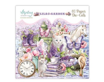 Lilac Garden Paper Die cuts - Mintay Papers - 60 pieces Ephemera Scrapbook Card Making Planner journal