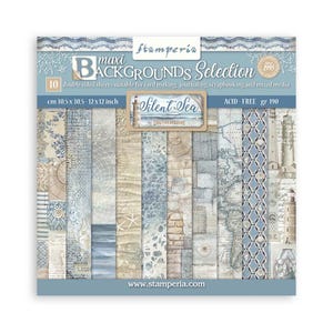 Stamperia Silent Sea Backgrounds - 12x12 Paper Pad 10 Double Sided Sheets Beach Horse Cardstock Scrapbook SBBL170