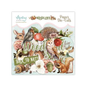 Woodland Paper Die cuts - Mintay Papers - 53 pieces Ephemera Scrapbook Journal Planner Forest Critter