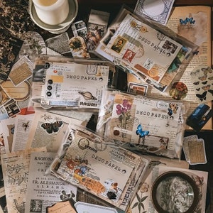 200 pieces Scrapbook Accents Kit Vintage Retro Embellishments Stickers Ephemera For Scrapbook Junk Journal Card Making Planner Mixed Media