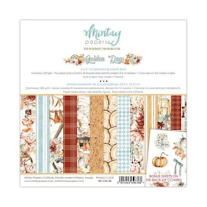 Golden Days - 6x6 Paper Pad - Mintay Papers - 24 Double Sided Sheets + Bonus Motifs Scrapbook Card Making Mixed Media