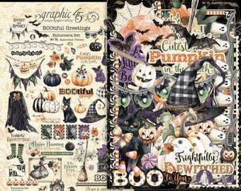 Grafica 45 - BOOtiful Greetings - Assortimento di effimere 70 pezzi fustellati Halloween
