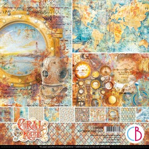 Ciao Bella - Coral Reef - 12x12 Pattern Paper Pad 8 Double Sided Sheets Cardstock Scrapbook Mixed Media CBT078