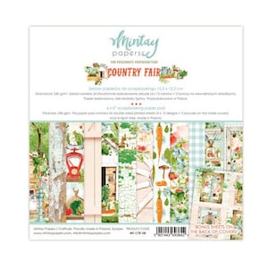 Country Fair - 6x6 Paper Pad - Mintay Papers - 24 Double Sided Sheets + Bonus Motifs Scrapbook Card Making Mixed Media