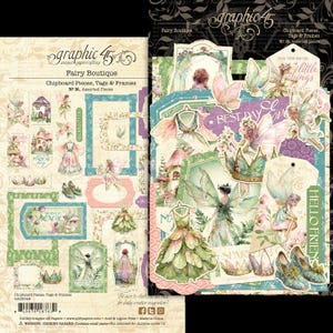 Graphic 45 - Fairy Boutique - 30 pieces Chipboard Pieces Tags & Frames Mixed Media Scrapbook Planner