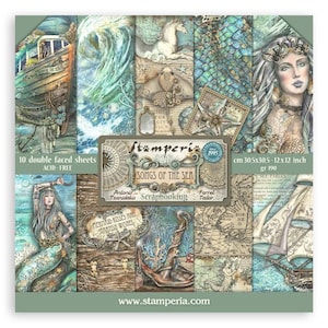 Stamperia - Songs Of The Sea - 12x12 Paper Pad 10 Double Sided Sheets Cardstock Scrapbook SBBL141